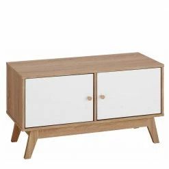 Türen-Lowboard In Weiß & Eiche Optik - Skadiva