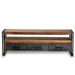 TV-Bank Mendoza Aus Akazie Massivholz -Troncon Shop tv bank akazie massivholz altmetall mendoza 02