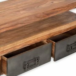 TV-Bank Mendoza Aus Akazie Massivholz -Troncon Shop tv bank akazie massivholz altmetall mendoza 04