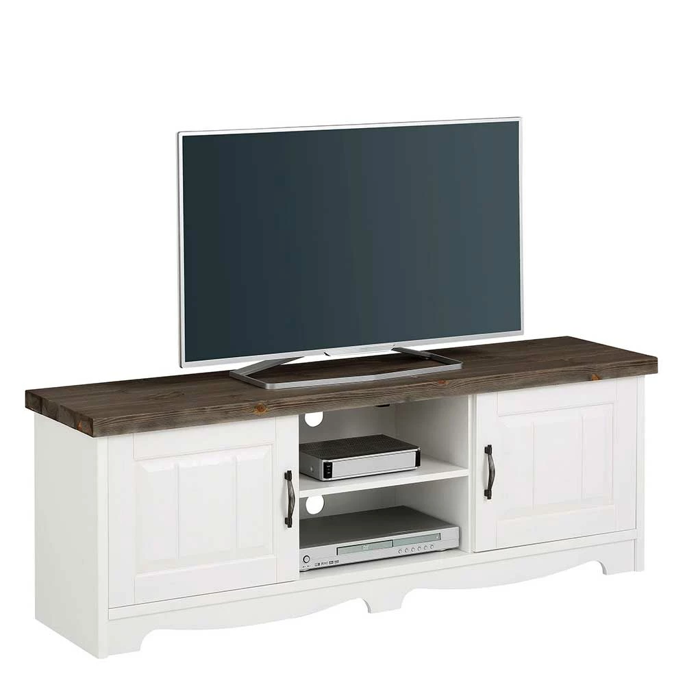 TV Bank Mit 2 Türen & 2 Fächern Aus Kiefer - Ayrinu