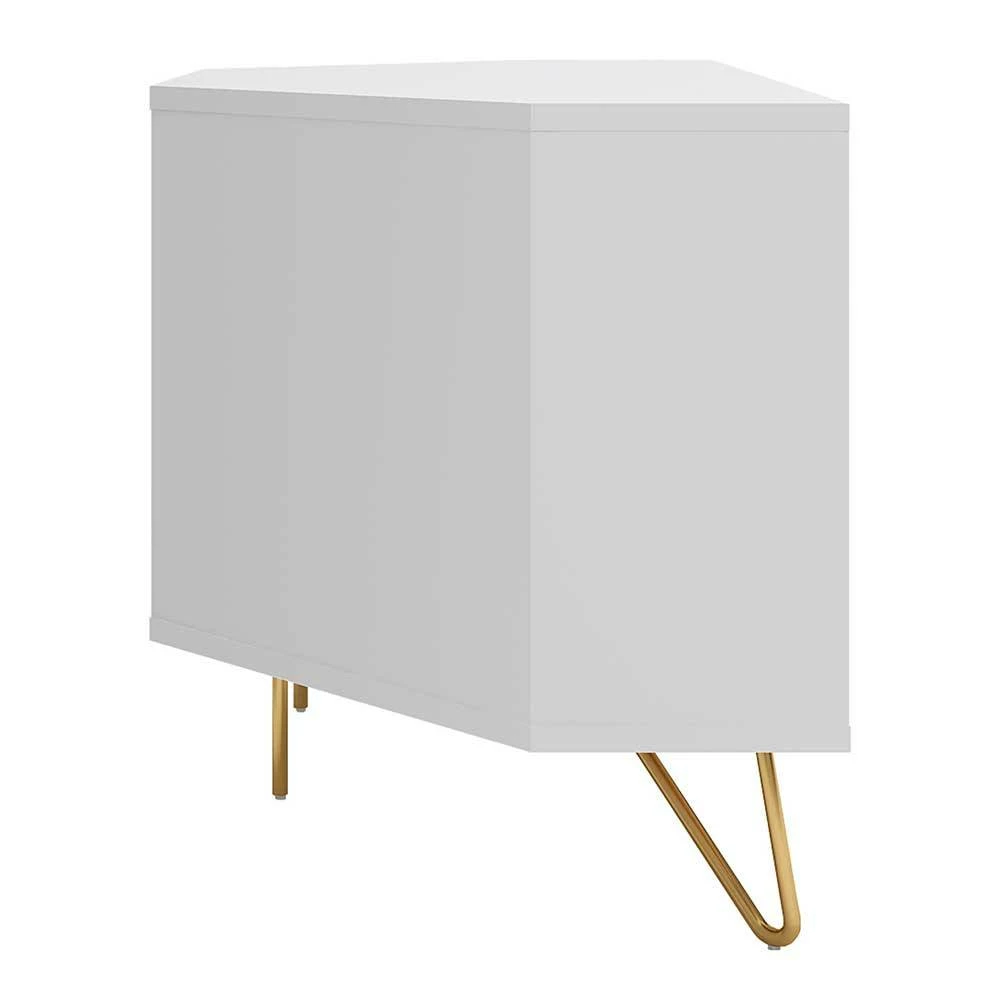 TV-Board Für Die Ecke In Weiß & Gold - Patinca – Bild 3