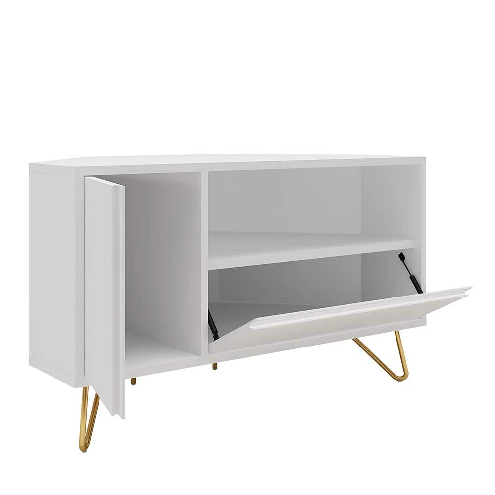 TV-Board Für Die Ecke In Weiß & Gold - Patinca – Bild 4