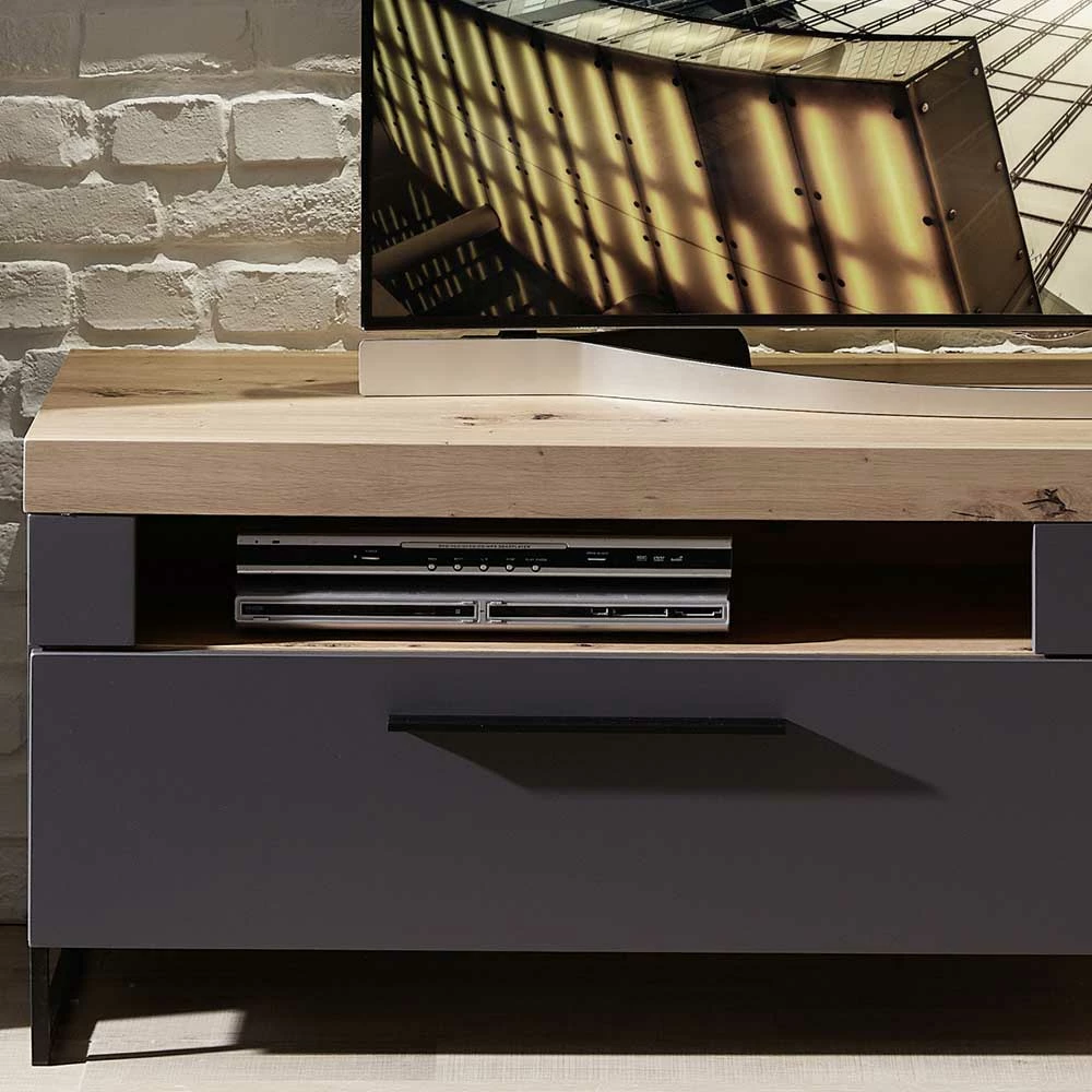 TV Board In Dunkelgrau & Wildeiche - Svanjon – Bild 3