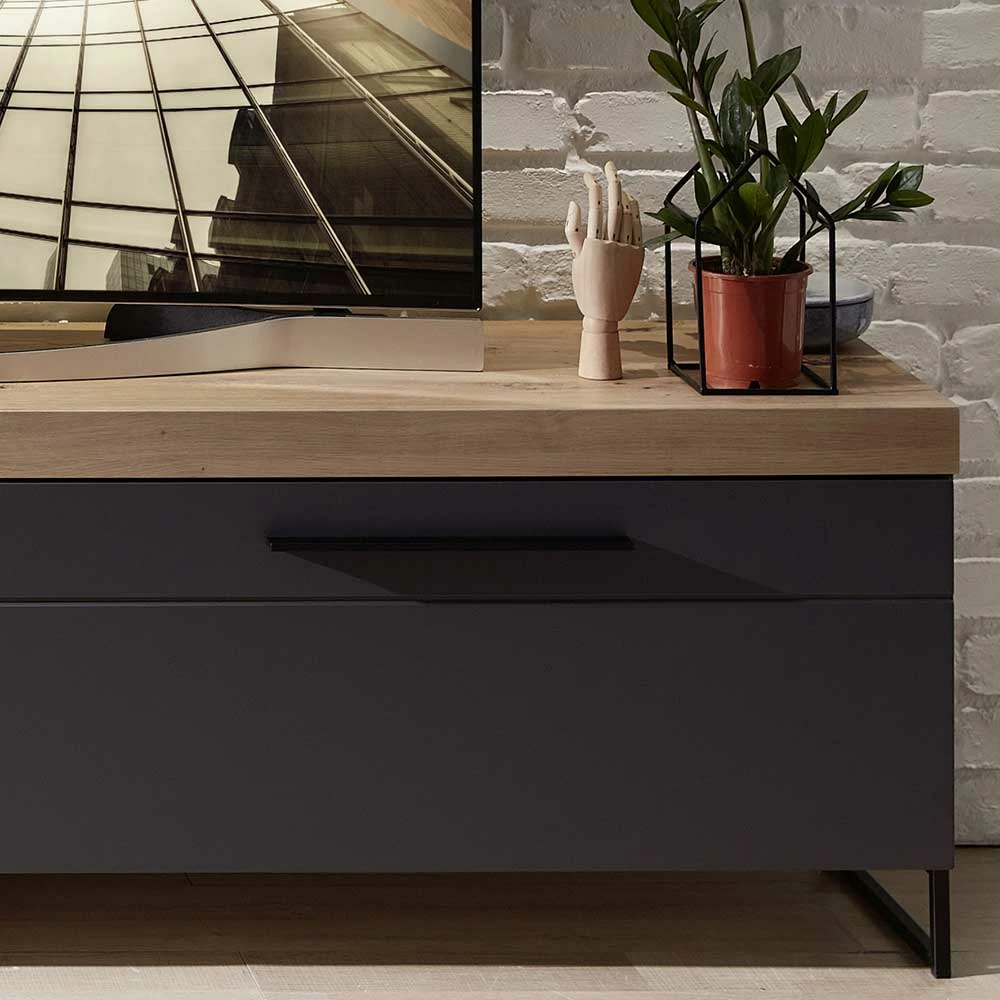 TV Board In Dunkelgrau & Wildeiche - Svanjon – Bild 4