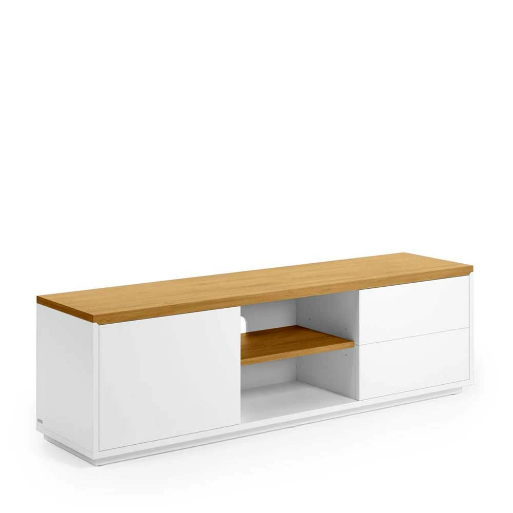 TV Board In Weiß & Eiche Furnier - Vintilias – Bild 2