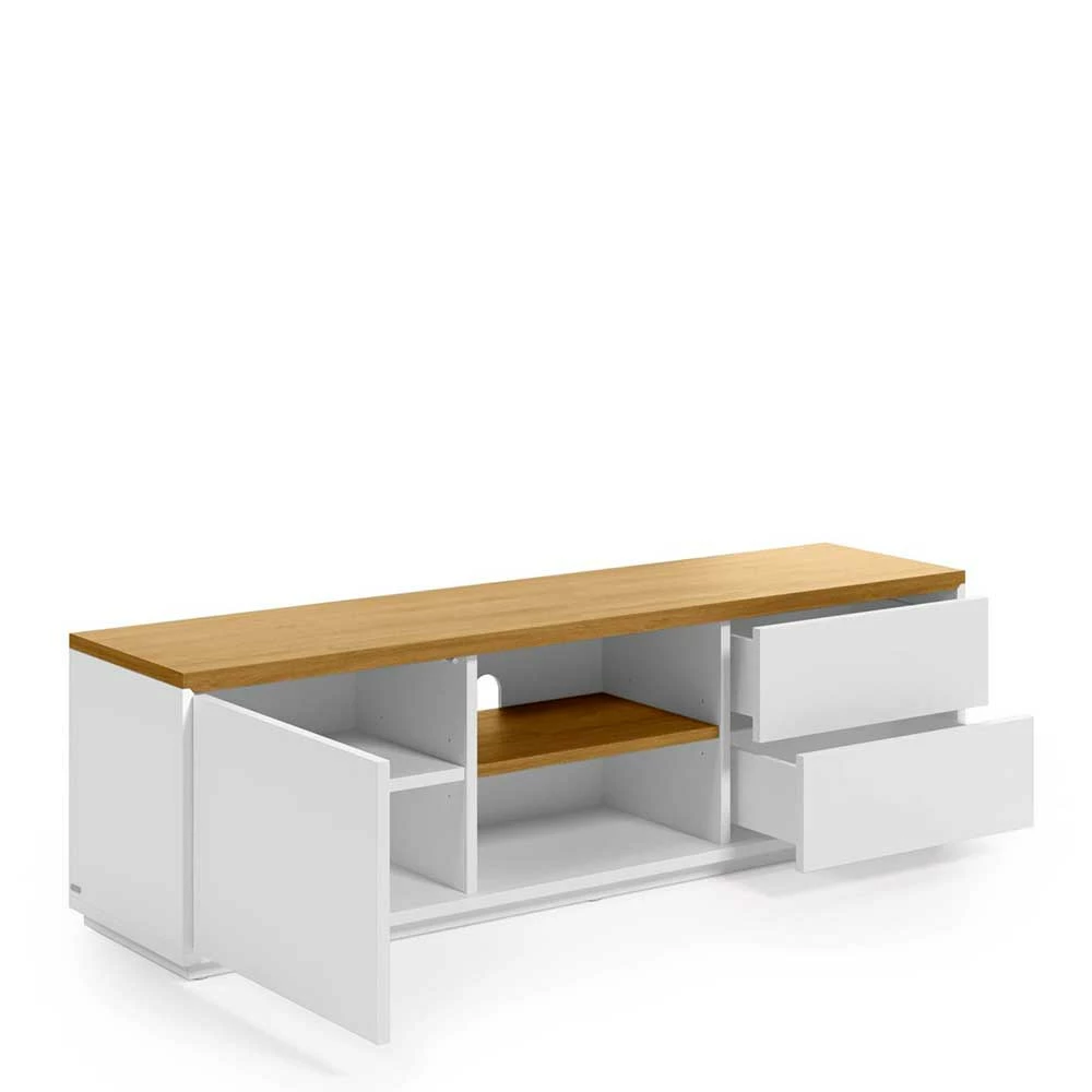 TV Board In Weiß & Eiche Furnier - Vintilias – Bild 3