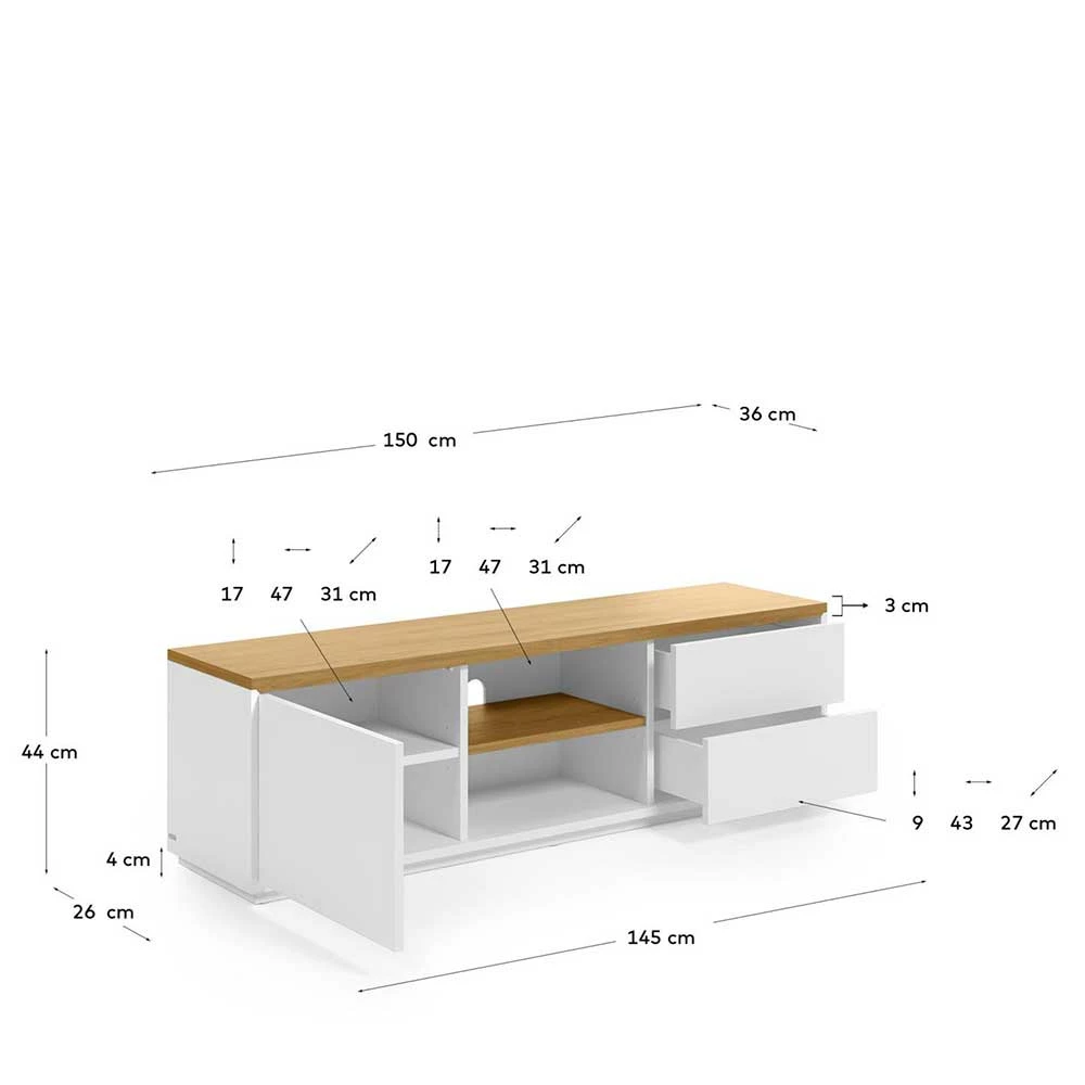TV Board In Weiß & Eiche Furnier - Vintilias – Bild 6