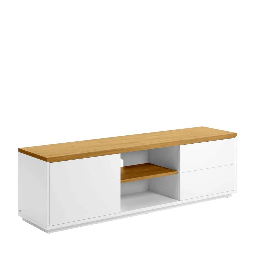 TV Board In Weiß & Eiche Furnier - Vintilias