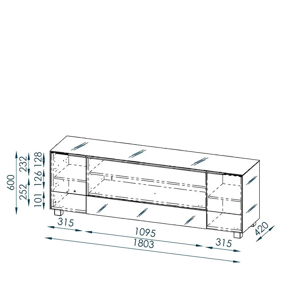 TV Board Mit Klappe & Schublade & 2 Türen - Tyron – Bild 3