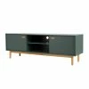 TV Lowboard In Dunkelgrün & Eiche - Hume