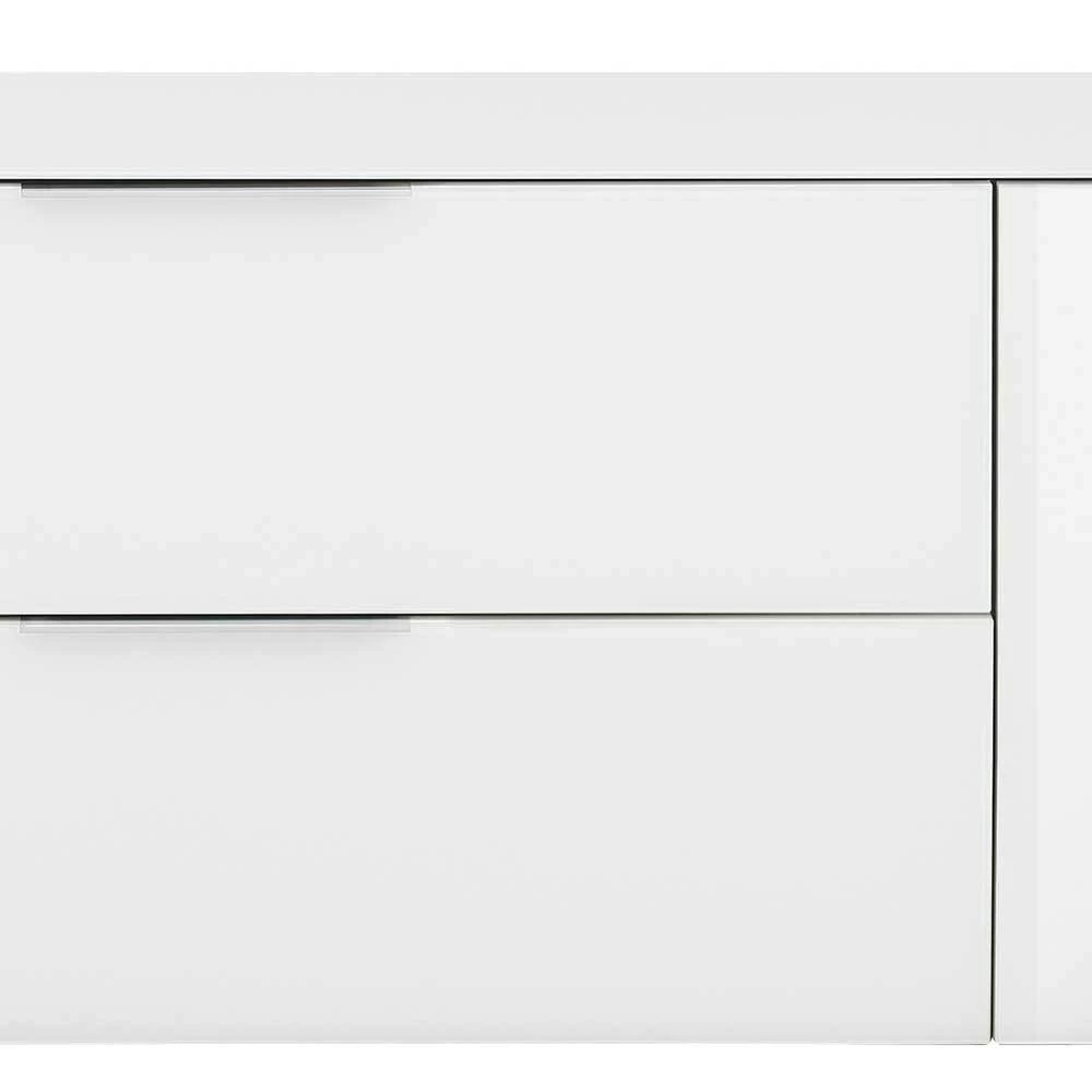 TV Lowboard In Weiß Glas & Eiche Dekor - Ayfuna – Bild 6