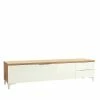 TV Lowboard In Weiß Glas & Eiche - Drinul