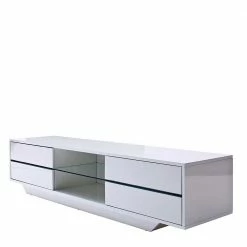 TV Lowboard In Weiß Hochglanz Mit LED - Safira