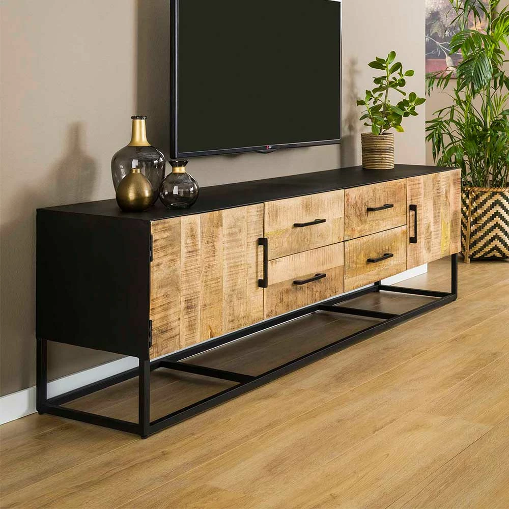 TV Lowboard In White Wash Mangobaum - Jamey – Bild 3