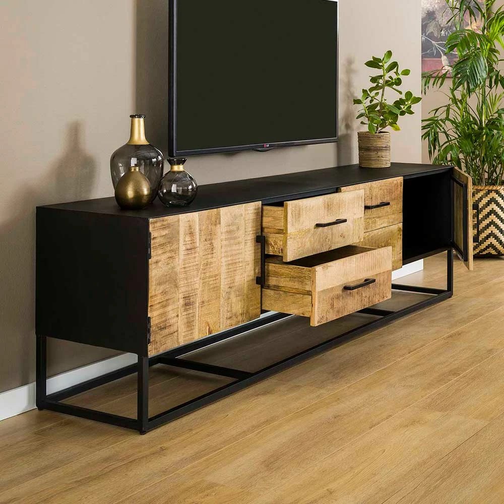 TV Lowboard In White Wash Mangobaum - Jamey – Bild 4