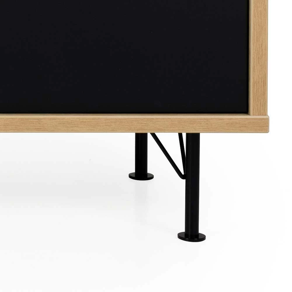 TV Lowboard Mit 2 Offenen Fächern & 2 Türen Chicron In Schwarz – Bild 4