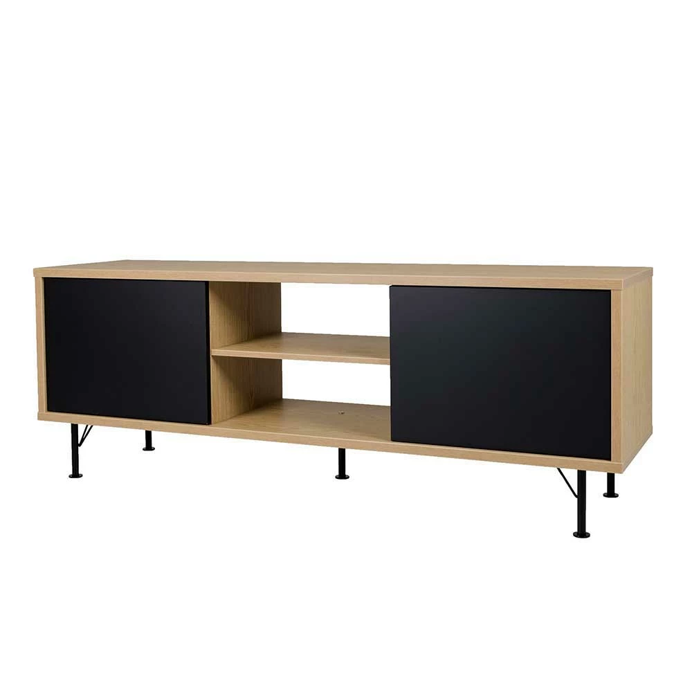 TV Lowboard Mit 2 Offenen Fächern & 2 Türen Chicron In Schwarz