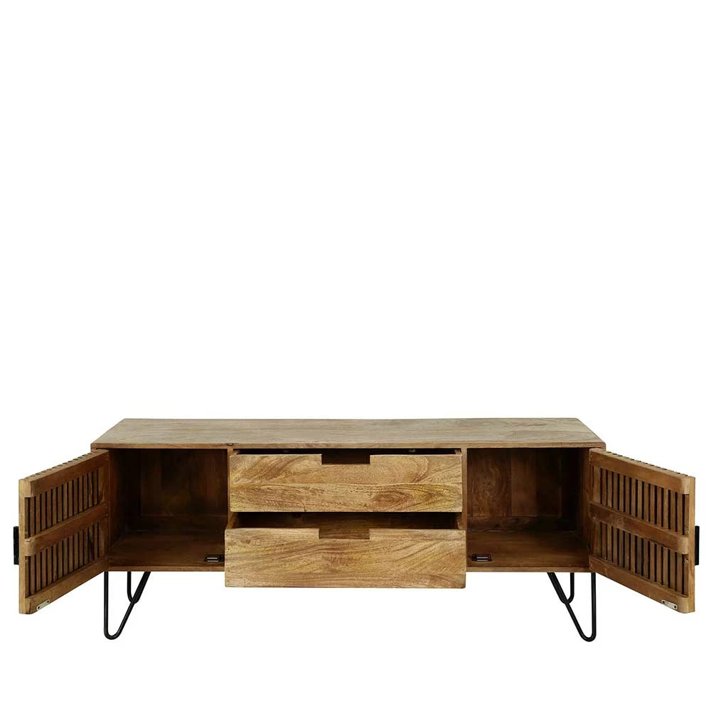 TV Unterschrank Aus Mangoholz In Sandfarben - Baina – Bild 4