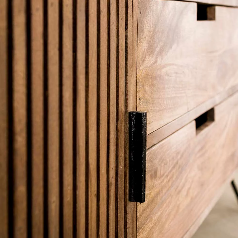 TV Unterschrank Aus Mangoholz In Sandfarben - Baina – Bild 5