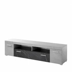 TV Unterschrank In Beton Optik & Anthrazit - Evelba