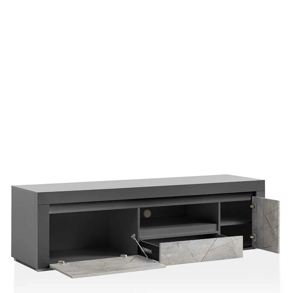 TV Unterschrank In Marmoroptik Grau - Carsuva – Bild 5