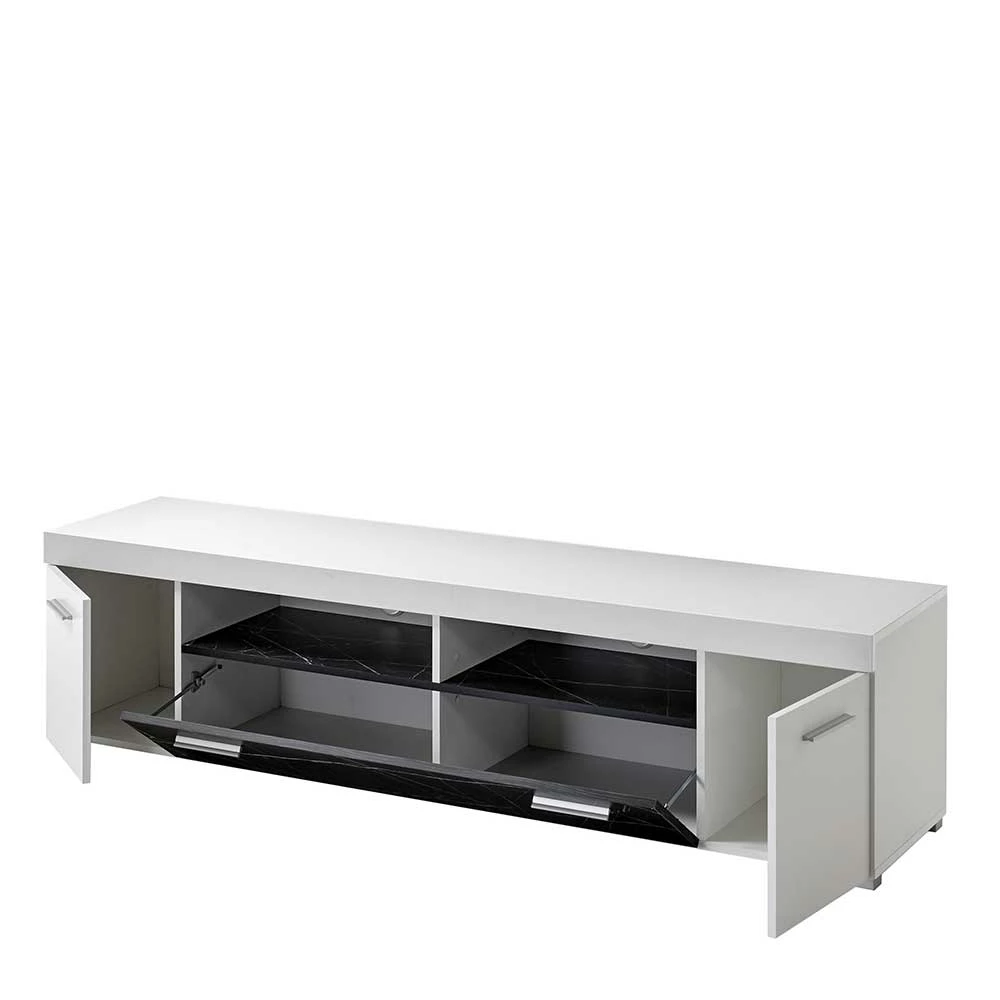 TV Unterschrank In Weiß & Anthrazit Stein Optik - Vaffonia – Bild 4