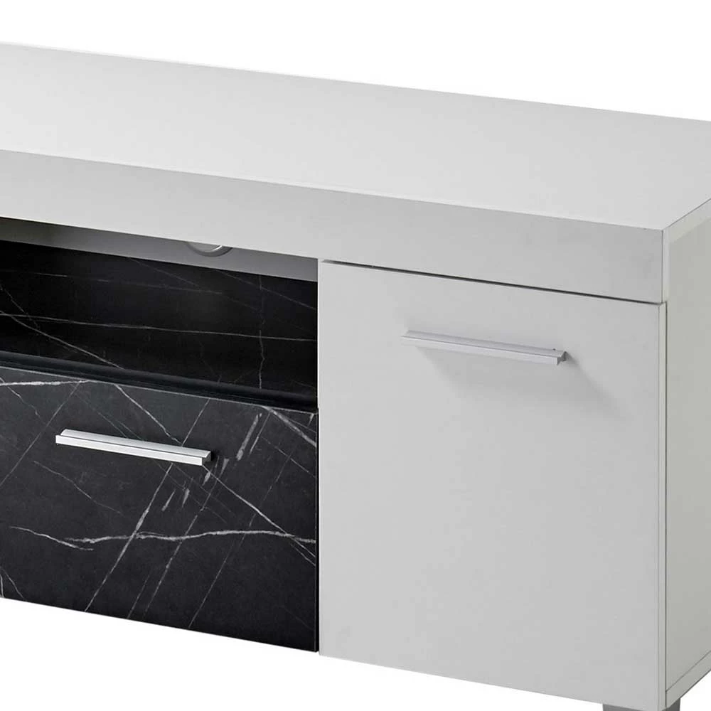 TV Unterschrank In Weiß & Anthrazit Stein Optik - Vaffonia – Bild 5