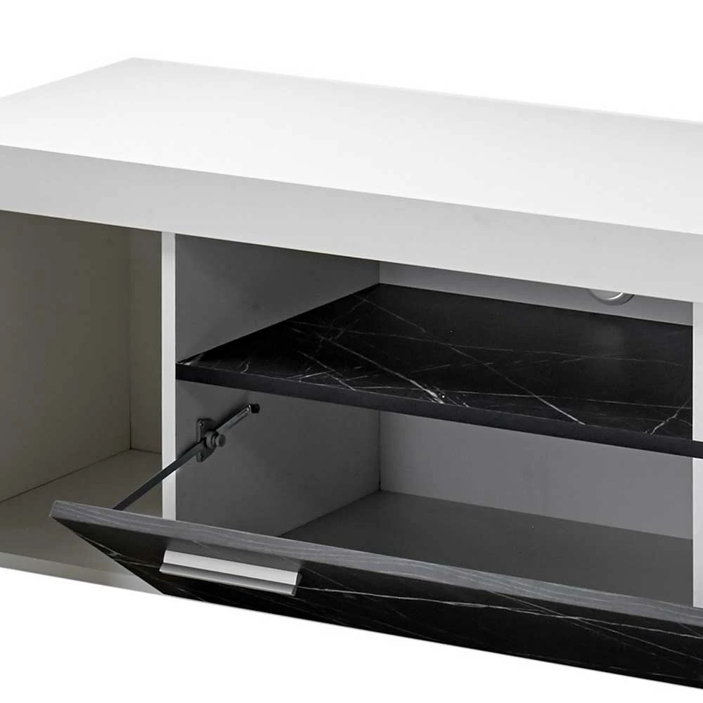 TV Unterschrank In Weiß & Anthrazit Stein Optik - Vaffonia – Bild 6
