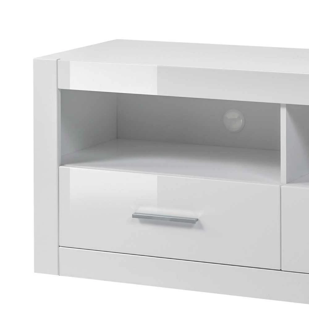 TV Unterschrank In Weiß Hochglanz Yulis Mit 2 Fächern – Bild 4