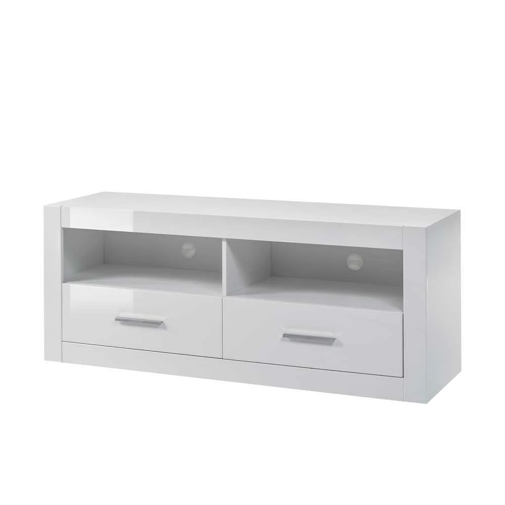TV Unterschrank In Weiß Hochglanz Yulis Mit 2 Fächern