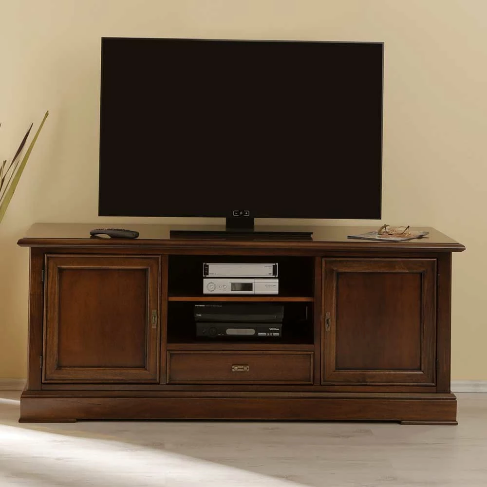 TV-Unterschrank Verona in Nussbaumfarben TV-Unterschrank Verona In Nussbaumfarben -Troncon Shop tv unterschrank nussbaumfarben teilmassiv verona 01