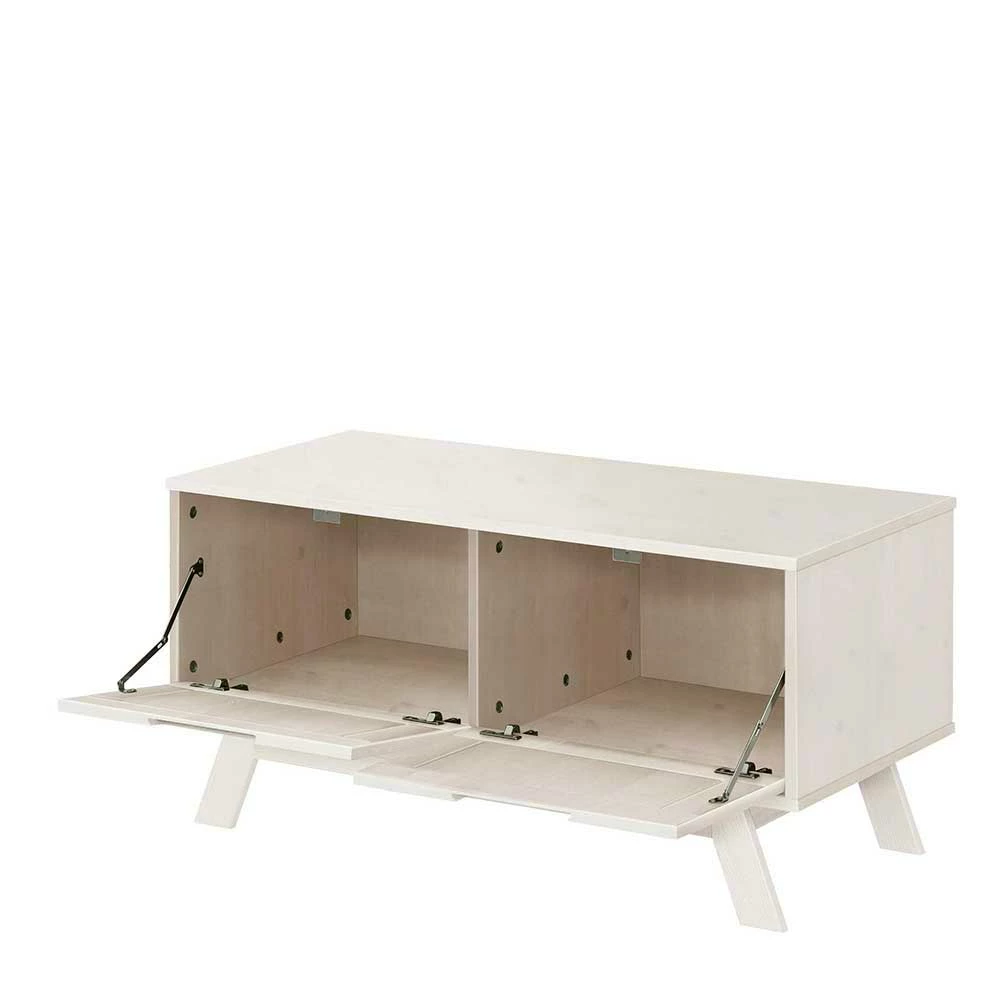 Weiß Lasierte Garderobenbank Mit Zwei Klappen - Uxenov – Bild 3