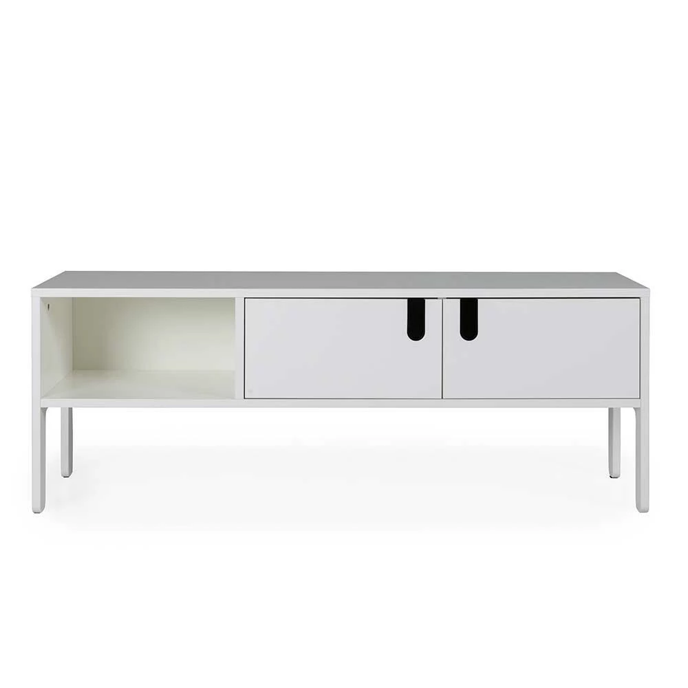 Weiße TV-Bank 137cm breit Baiamare 2-türig Weiße TV-Bank 137cm Breit Baiamare 2-türig -Troncon Shop weisse tv bank 137cm breit 2 tuerig 1 fach offen baiamare 01