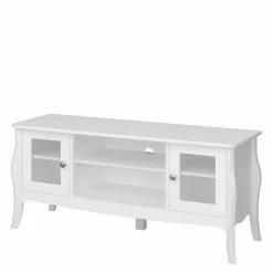 Weißer TV Unterschrank Mit Zwei Glastüren - Dosalino -Troncon Shop weisser tv unterschrank mit zwei glastueren zwei faechern dosalino 03