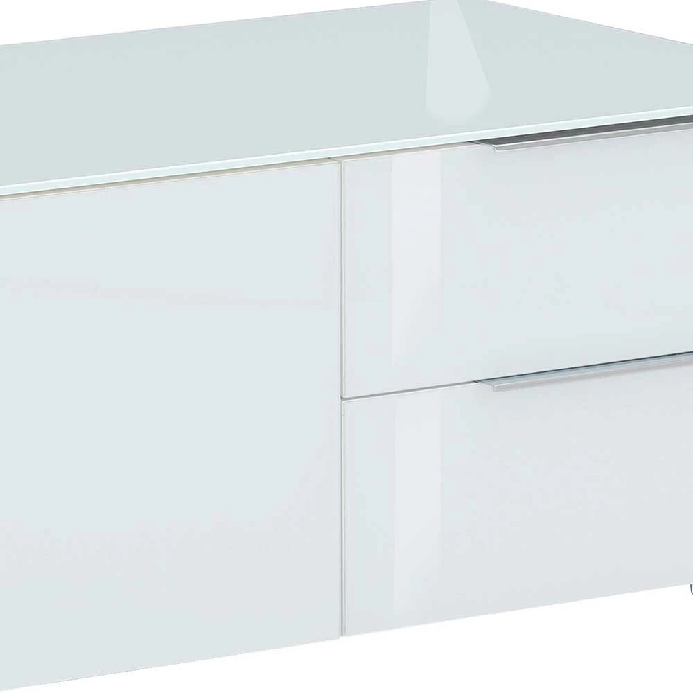 Weißes Design-Lowboard Mit Zwei Schubladen & Klappe - Zivta – Bild 5