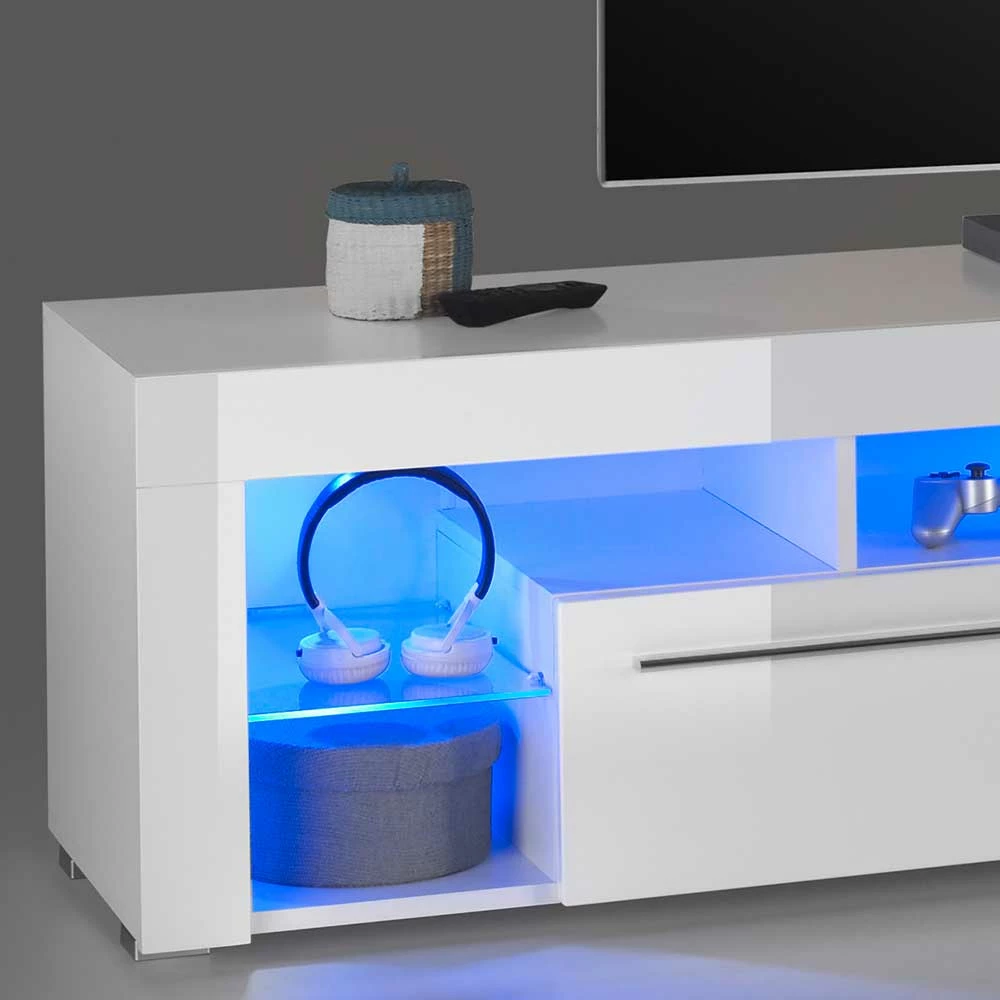 Weißes Hochglanz Board Für TV Mit LED Licht - Verella – Bild 3