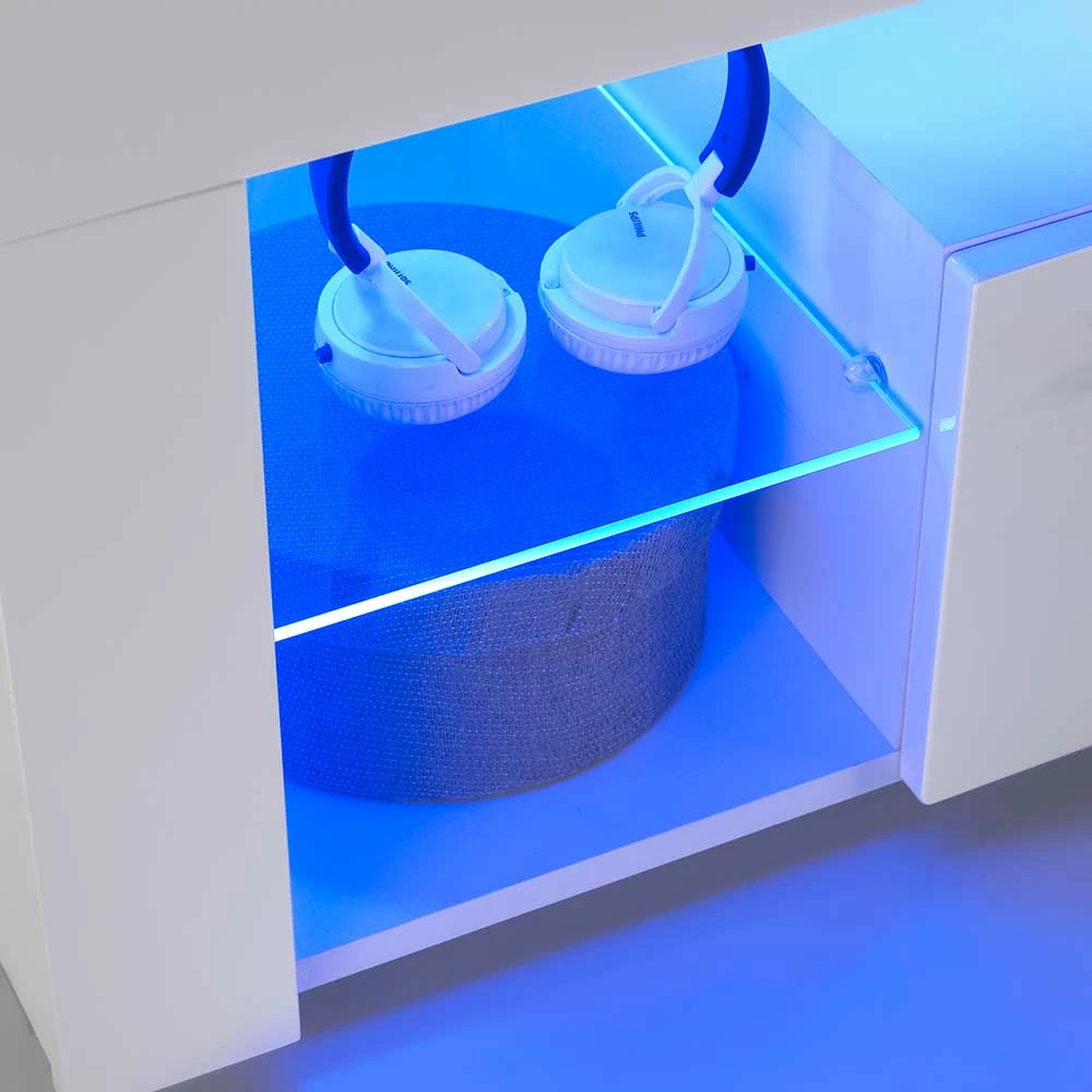 Weißes Hochglanz Board Für TV Mit LED Licht - Verella – Bild 4