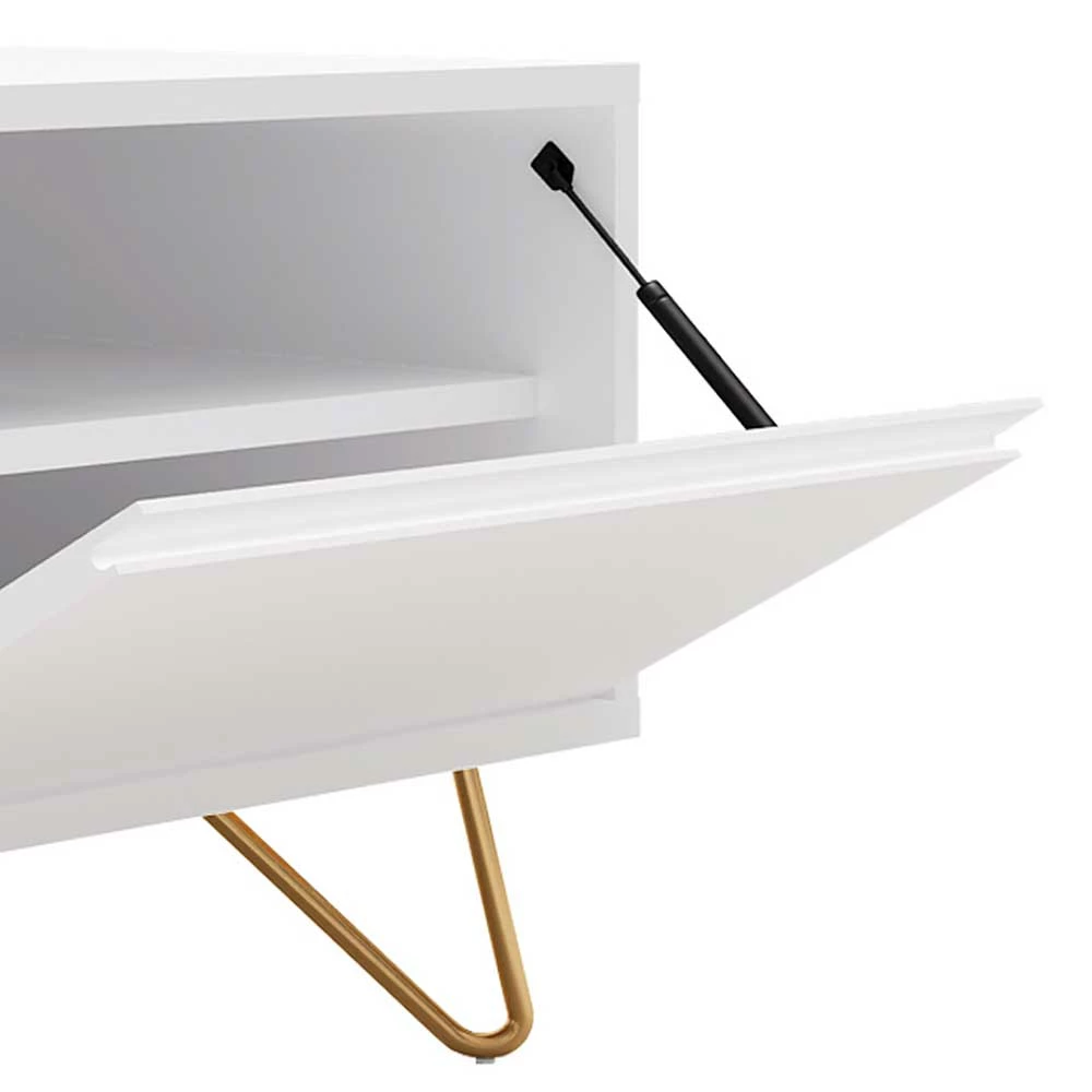 Weißes TV Lowboard Mit Klappe & Schublade - Marmore – Bild 6