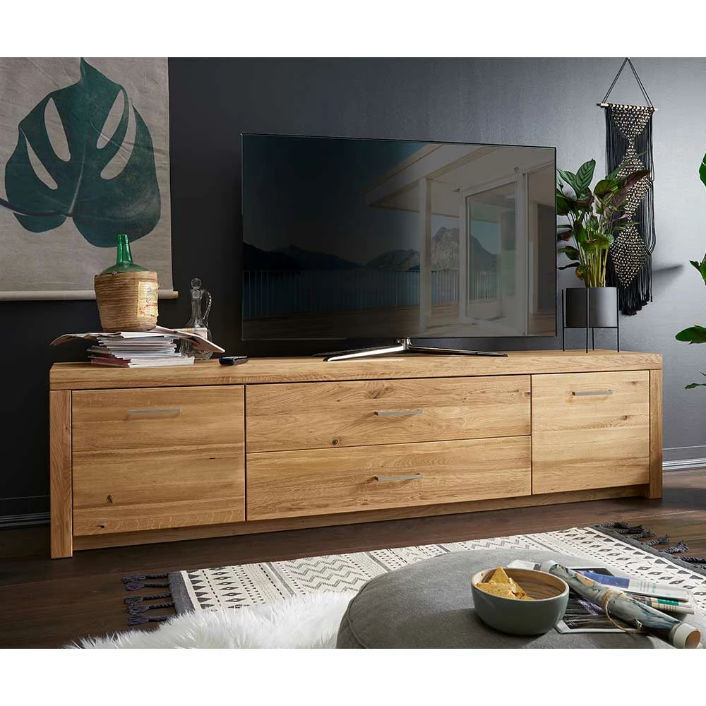 Wildeiche TV Lowboard Aus Geöltem Massivholz - Loitons – Bild 2