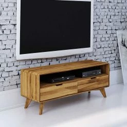 Wildeiche TV Unterschrank Mit 2 Schubladen - Eavy III -Troncon Shop wildeiche tv unterschrank mit 2 schubladen in 120 cm breite eavy iii 02